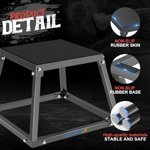Heavy-Duty 18-Inch Plyometric Jump Box for Fitness Training - Black