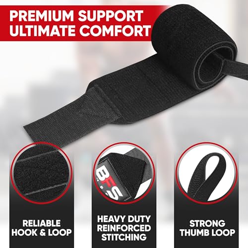 18" Premium Wrist Wraps for Weightlifting - Full Black