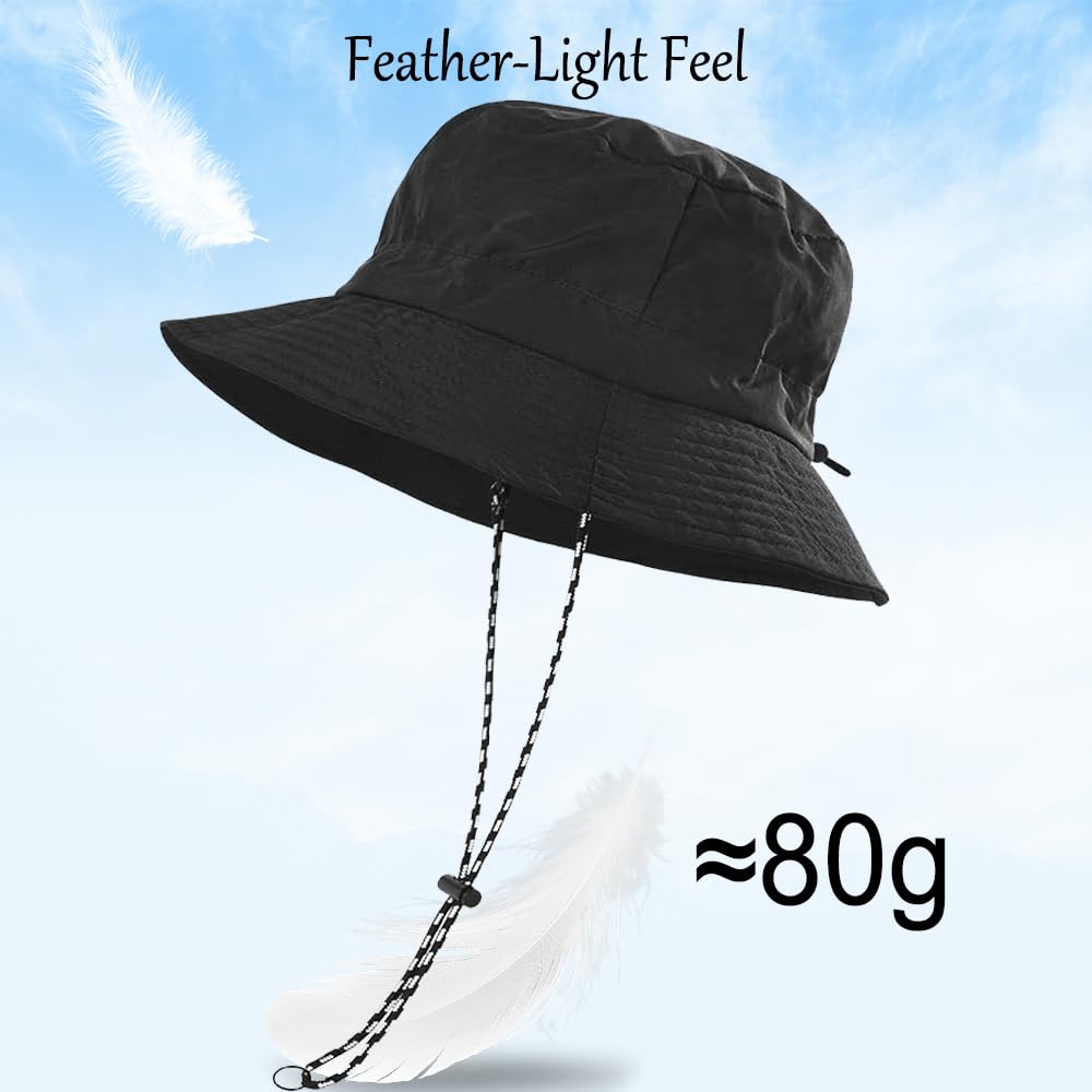 Foldable Bucket Hat for Men Women - Quick Dry Wide Brim Sun Hat with UPF 50+ UV Protection, Packable Breathable Cap for Travel, Hiking, Fishing & Beach（Grey）