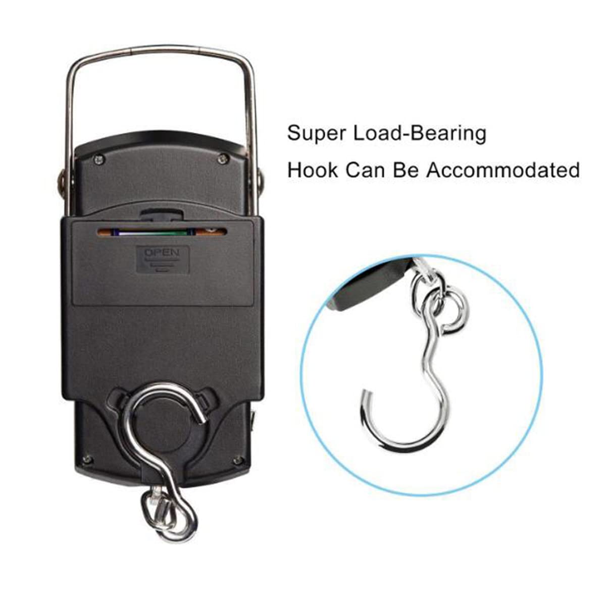 TXY Portable LCD Fish Scale - 110lb Capacity with 1m Ruler Tape for Accurate Fishing Measurements