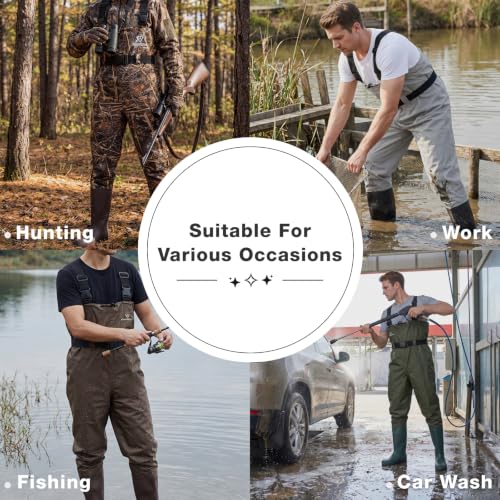 FISHINGSIR Waterproof Chest Waders for Men & Women with Boots - Brown, M10/W12