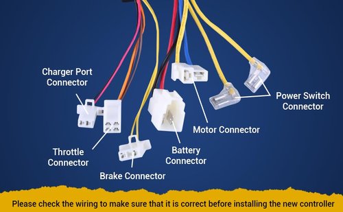 24V Controller for Razor E100 Scooter - Control Module with 7 Connectors (4 Pin Throttle) for Razor E100, E125 (V10+), E150, E175 (V18+) - ZK2400-DP-LD-ROHS, ZK2400-DP-FS-ROHS, Part #W13111612015