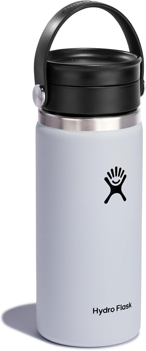 Hydro Flask Water Bottle - Insulated Stainless Steel, Wide Mouth Flex Lid, 16 Oz White | Leakproof & Refillable