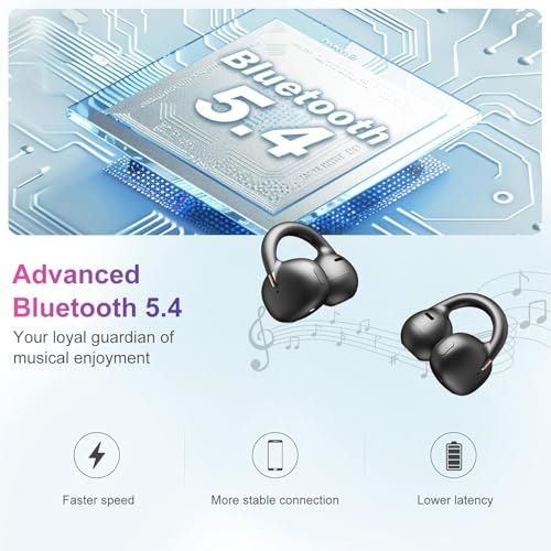 OHAYO Open-Ear Clip-On Headphones for Glasses Wearers, 40H Battery, Bluetooth 5.4, 4.7g