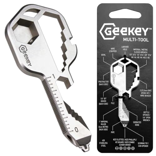 Geekey Multitool Keychain with 16+ Functions, Portable Bottle Opener