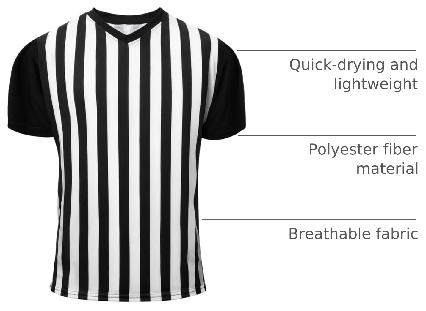 Skicuff Men's Referee Shirt V Neck Umpire Jersey Black Short Sleeve Ref Shirt Costume for Men Football Soccer(M)