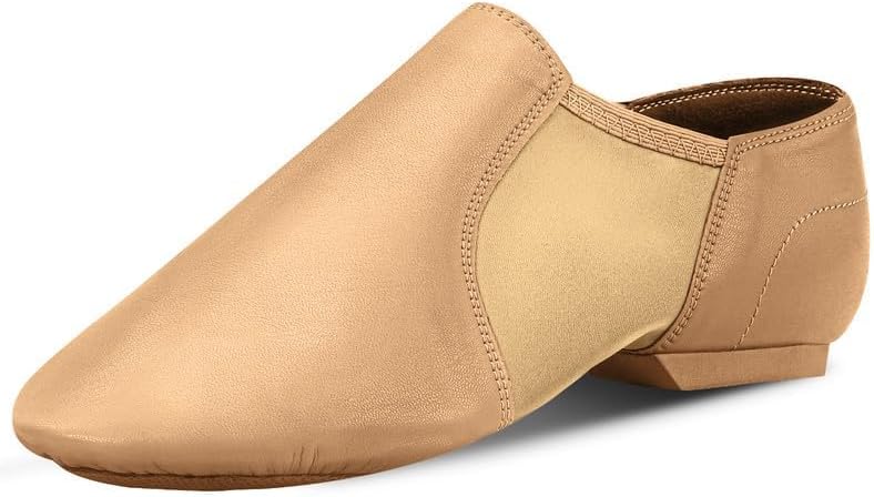 Skiennix Jazz Shoes - Leather Sole Slip-On Dance Shoes for Kids | Black & Brown Options