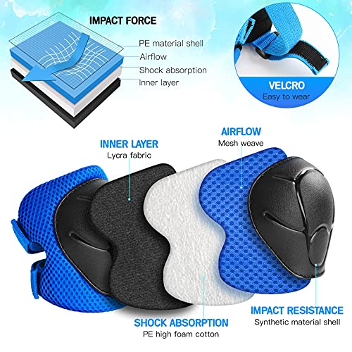Kids Protective Gear Set - Knee Pads, Elbow Pads & Wrist Guards for Ages 3-14