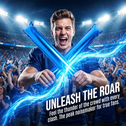 32pcs Blue Inflatable Thunder Sticks - Noise Makers for Sports
