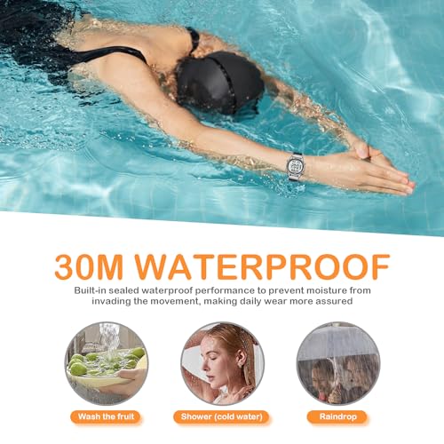Pedometer Watch for Walking - Waterproof Step Counter, Black