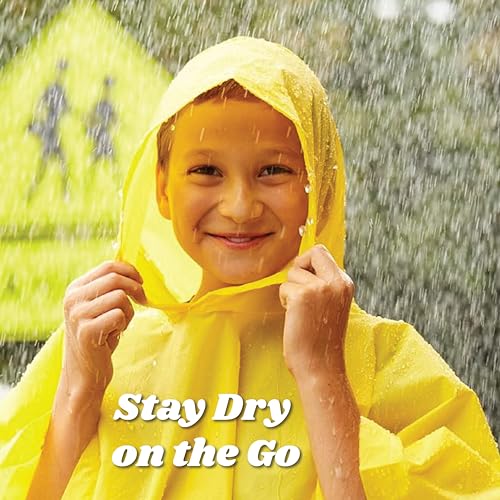 Lightweight Hooded Packable Rain Poncho with Side Snaps - Yellow