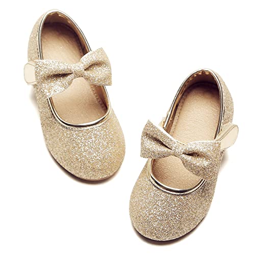 Felix & Flora Toddler Girl Dress Shoes 7 Toddler B810 Gold Flower Mary Jane Flats