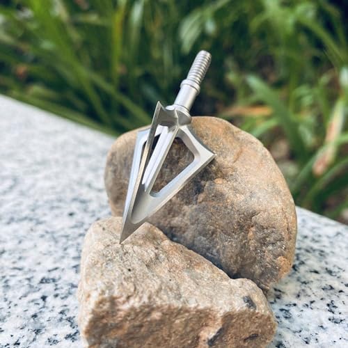 100 Grain Fixed Blade Broadhead Arrow Tips - 6 Pack Stainless Steel