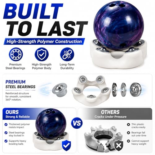 Bowling Ball Spinner & Rotating Cup Holder - Heavy-Duty Stand for Cleaning & Polishing