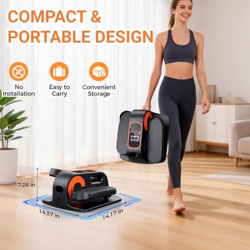 Under Desk Elliptical Exerciser with Remote Control - Black