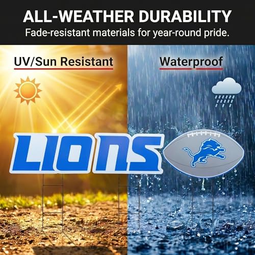 Detroit Lions NFL Wordmark & Football Yard Sign Set - 3 Pack