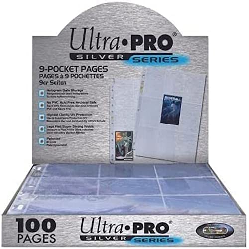 Ultra PRO Solid Silver Series 11-Hole Punch Pages for Trading Cards - 100 Pages