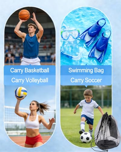2Pcs Mesh Ball Bag for Sports - Basketball, Soccer, Volleyball - Black