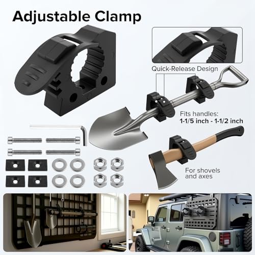 Adjustable Shovel Holder Kit for Truck - Quick Release Clamp
