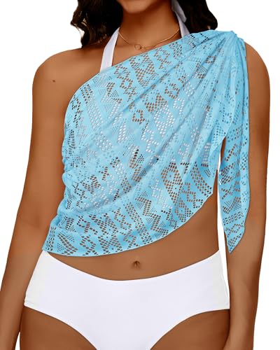 Women's Lace Beach Sarong Wrap Coverup - Blue