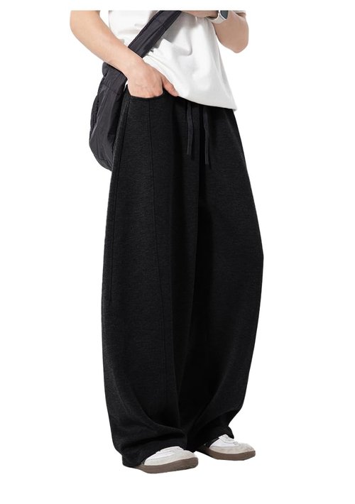 AIFARLD Mens Baggy Sweatpants Wide Leg Casual Sweat Pants with Pockets Elastic Waist Drawstring Relaxed Fit Black