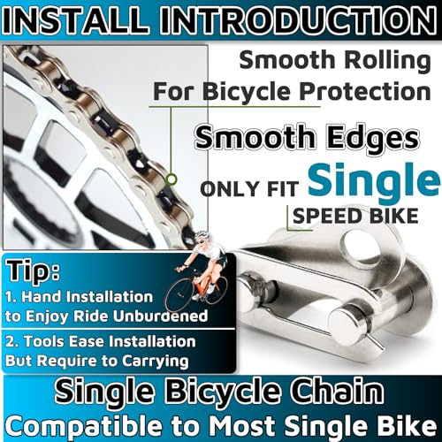 Single Speed Bike Chain 1/2" x 1/8" 114 Links - BMX & MTB
