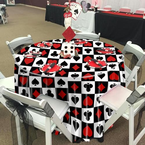 3-Piece Casino Tablecloth Set - Round Poker Table Covers, 84 x 84 Inch