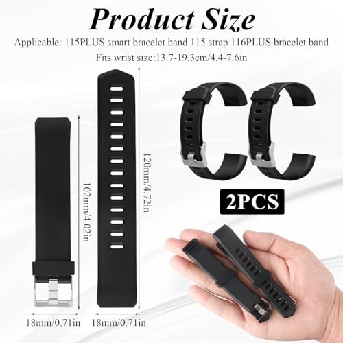 Replacement Watch Bands for ID115plus HR & Very Fit Pro - Black Set