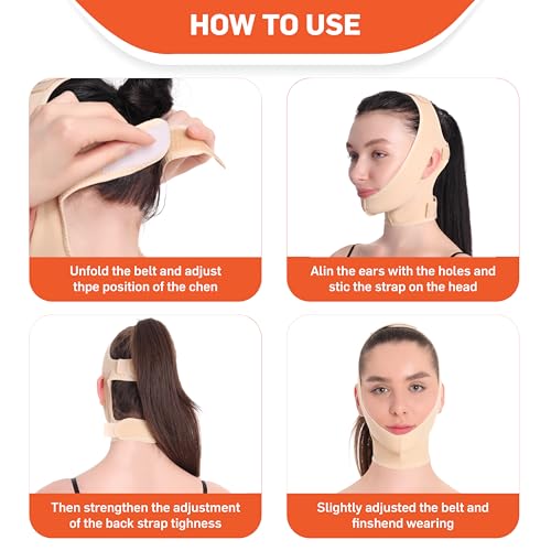 AURAFIX Medium Beige Post-Surgical Chin Strap - Neck & Chin Compression Bandage for Recovery