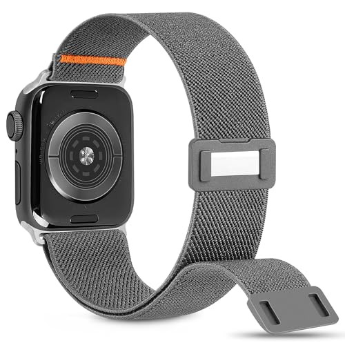 Nylon Elastic Solo Loop Watch Band with Magnetic Clasp - Gray, 49mm