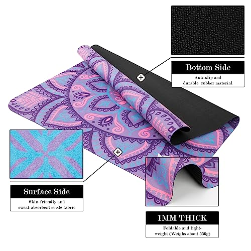Foldable Non-Slip Pilates Reformer Mat - Purple, Lightweight & Washable