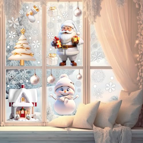 Christmas Snowman Snowflake Santa Claus Wall Sticker New Year Glass Window Decoration Mural Room Home Decor Electrostatic Decals