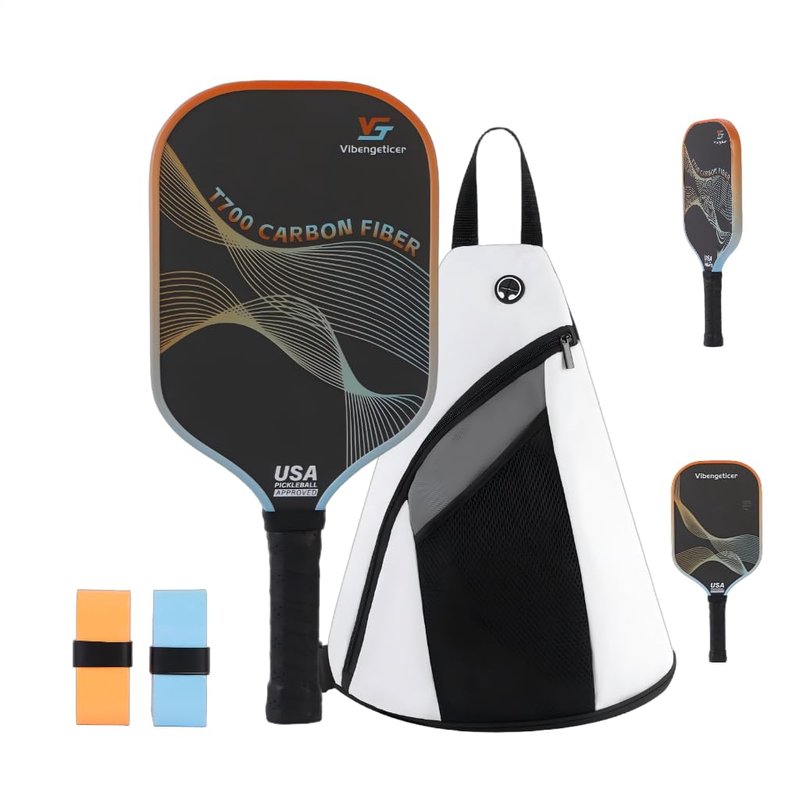 Vibengeticer Pickleball Paddles, Multilayer T700 Textured Carbon Fiber Pickleball Paddle, Single Pickle Ball Rackets with 1 Bag, Pair of Grip Tapes, Pickle Ball Paddle for Men and Women