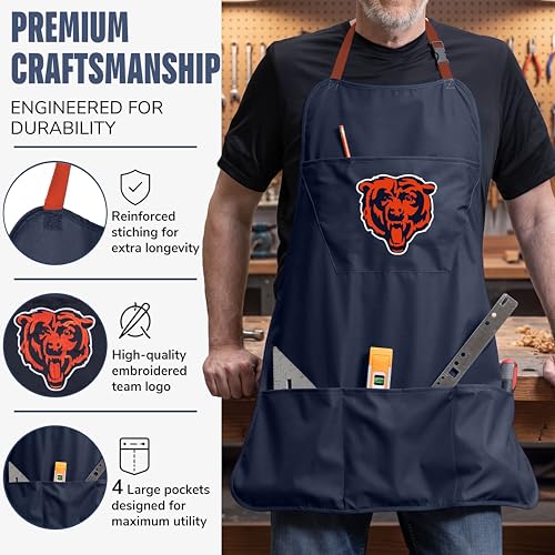 Chicago Bears Cooking Apron - Navy Blue, Adjustable with Pockets