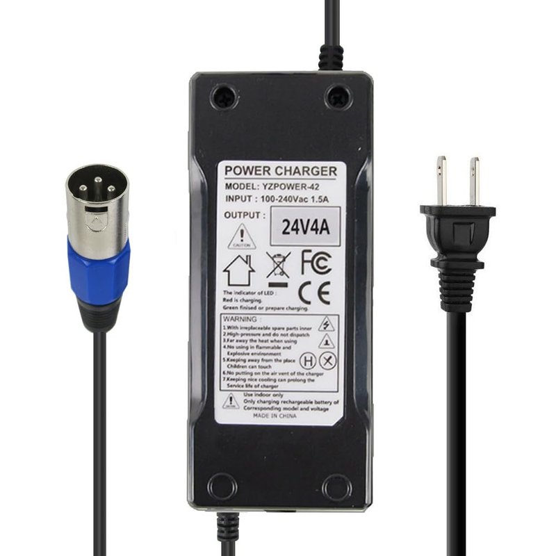 Abakoo 24V 4A Battery Charger for Jazzy,Go-Go Pride Ezip 400 500 650 750 900 Mountain Trailz IZIP I25 IZIP I300 IZIP I350 IZIP I500 Mpv5 Mpv4 Pronto m41