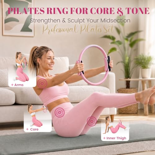 Complete Pilates Kit for Women - At Home Workout Set - Pink