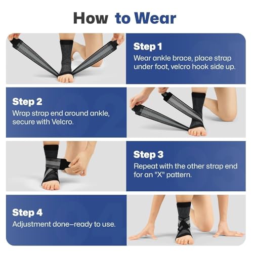 Ankle Braces for Plantar Fasciitis Relief - 2 Pairs Black, Medium