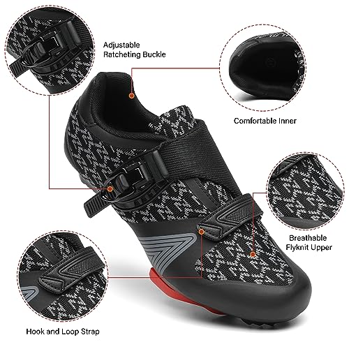 Unisex Cycling Shoes for Peloton & SPD - Black 12 Women/10 Men