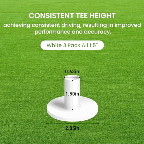 Golf Rubber Tees for Practice Mat - 3 Pack (1.5" White)