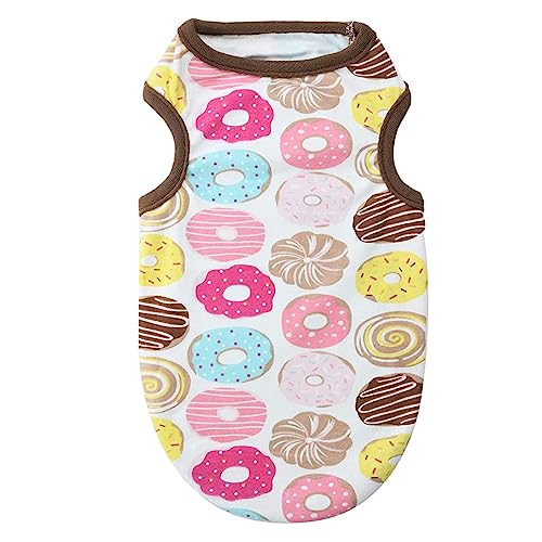 Small Dog Shirt - Cute Cotton Tee for Pets, Coffee Donut, Size S