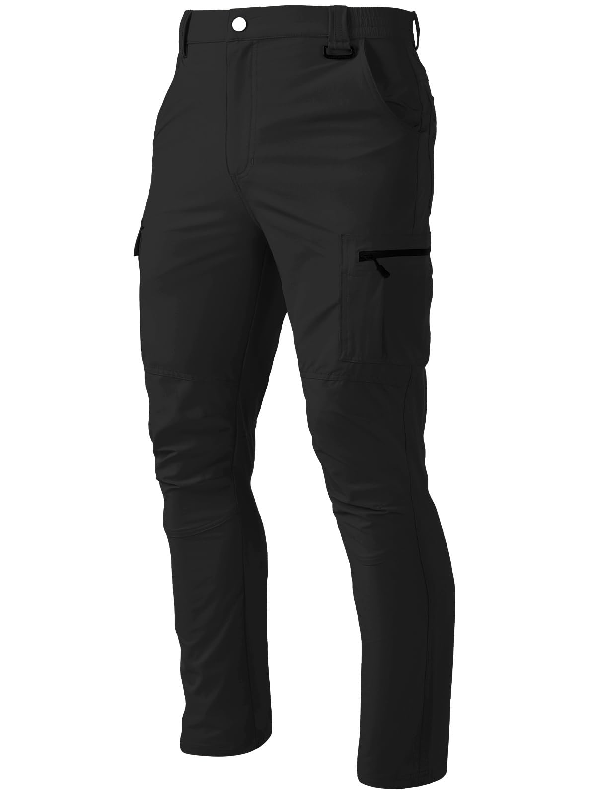 Zalify Men's Hiking Cargo Pants Water Resistant Quick Dry Lightweight Fishing Camping Cycling Travel Outdoor Pants Black M