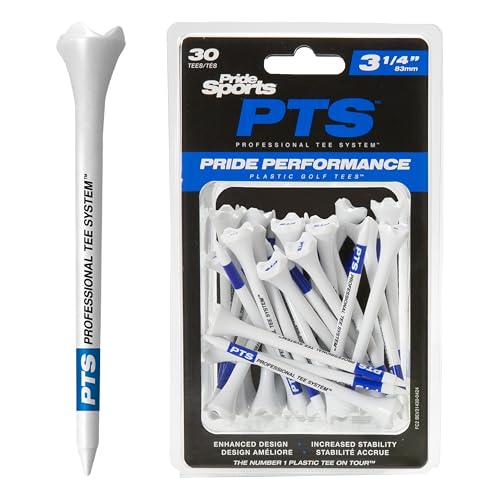 Plastic Golf Tees - 3-1/4 Inch, 30 Count - Durable Low-Resistance