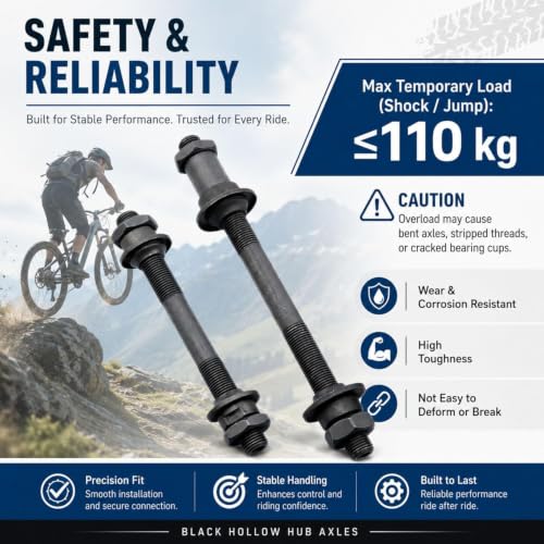 Bike Hub Axle Set - 108mm Front & 145mm Rear, Steel Construction