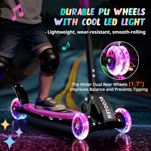 3-Wheel Kids Kick Scooter with Light-Up Wheels - Medium Pink