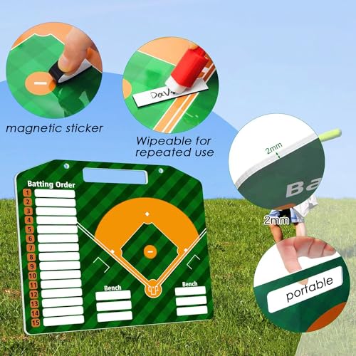 Magnetic Baseball Lineup Board with Dry Erase Pens & Accessories