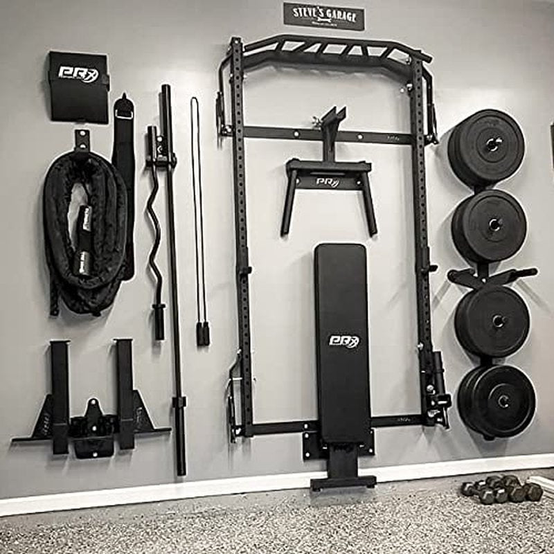 PRx Performance Wall Mounted Spotter Arm Storage - Fits 5/8" & 1" Holes - Steel Weight Catches for 2x3 & 3x3 Squat Rack - Space-Saving Home Garage Gym Equipment - Accessories for Men - USA Made- Black