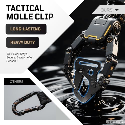 Heavy-Duty Tactical MOLLE Clip with Metal Hook & Webbing