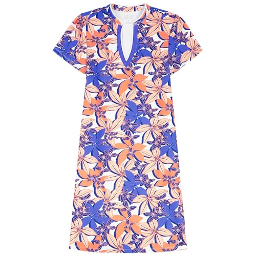 Izod Women's V-Neck Athletic Dress Large Fresh Salmon Dahlia Floral