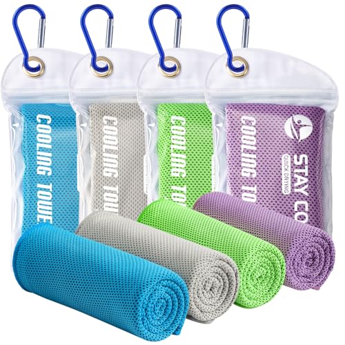 Cooling Towels - 4 Pack Instant Cooling Towels for Neck & Face - Blue