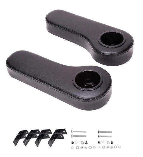Dr.Acces Golf Cart Rear Seat Arm Rests | No Drilling Required, Universal Arm Rest Fits on EZGO, Club Car, Yamaha Golf cart with Rear seat (Black)